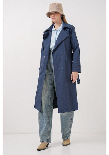 Bigdart 5938 Kruvaze Yaka Trençkot - Lacivert