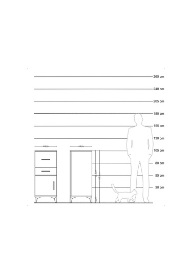 Hyperion Komodin 2 Çekmeceli Tek Kapaklı 44x44x106 Antrasit-aytaşı Antrasit