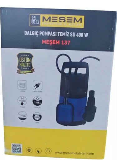 Meşem Dalgıç Su Pompası Temiz Su 400 W