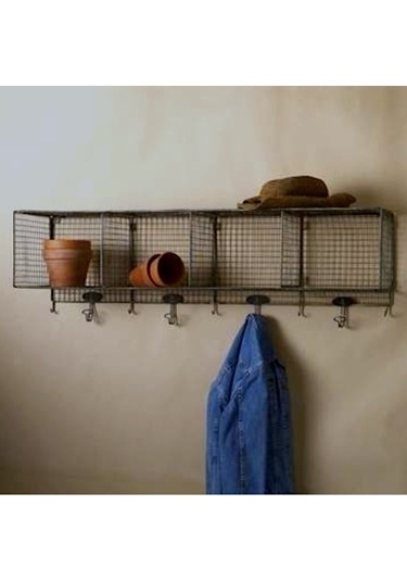 Wessdizayn 9 Kancalı Metal Duvar Askılığı 4 Gözlü Antre Duvar Rafı Wd-209 Siyah