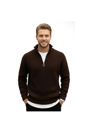 Deepsea Erkek Kahve Yarım Fermuarlı Oversize Kesim Triko Kazak %100 Pamuk, Yumuşak Dokulu Örgü Kazak 2608511 Kahve Deepsea Erkek Kahve Yarım Fermuarlı Oversize Kesim Triko Kazak %100 Pamuk, Yumuşak Dokulu Örgü Kazak 2608511 Kahve