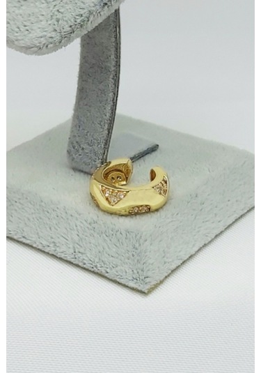 Caisyabutik Altın Kaplama Özel Seri Çelik Kıkırdak Küpesi 1,5 CM Altın