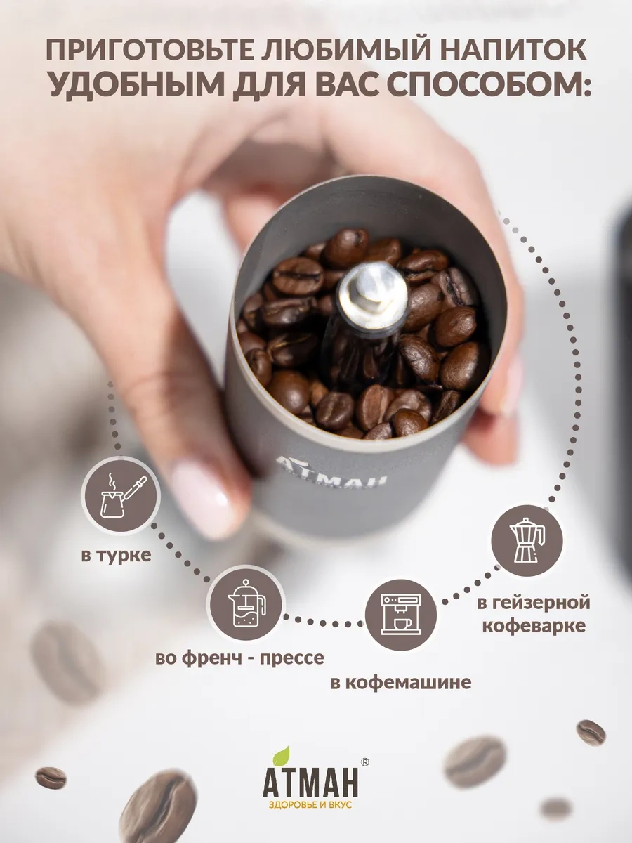 Atman El Yapımı Kahve Değirmeni, Kahve Ve Baharat Değirmeni 57757267 Siyah