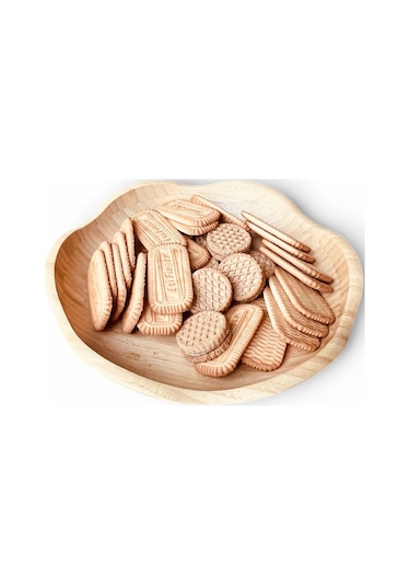 Dekoratif Bambu Servis Tabak, Servis Tabağı, Salata Tabağı, Çap 20 Cm Ahşap - Bej
