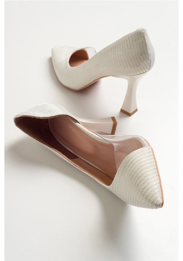 Luvishoes 653 Sedef Sımlı Topuklu Kadın Ayakkabı Sedef
