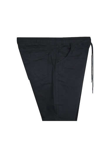 Erkek 118 -156 Kilo Arası İçin Uygun Lastikli Paça Bağcıklı Battal Boy Gabardin Pantolon Siyah Siyah
