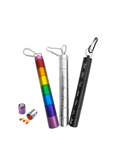 Ximistore9 Alüminyum Renkli Islaklığa Dayanıklı Bölünebilir Haftalık İlaç Kutusu, Gümüş,刻字li Taşınabilir Metal Depolama Kutusu Gümüş