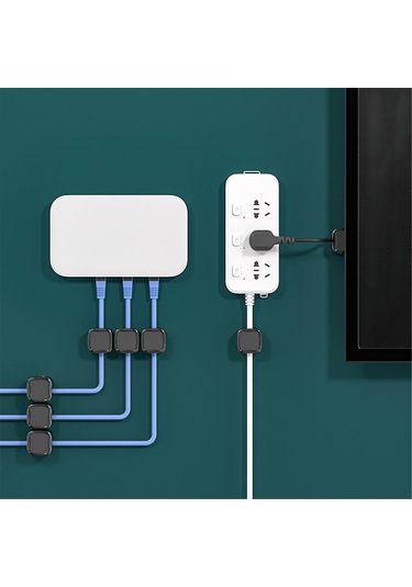 24 Adet Manyetik Kablo Düzenleyici Klipsli Kablo Yönetimi Tel Tutucu Şarj Kablosu Sarıcı Duvara Monte Kanca-a Beyaz