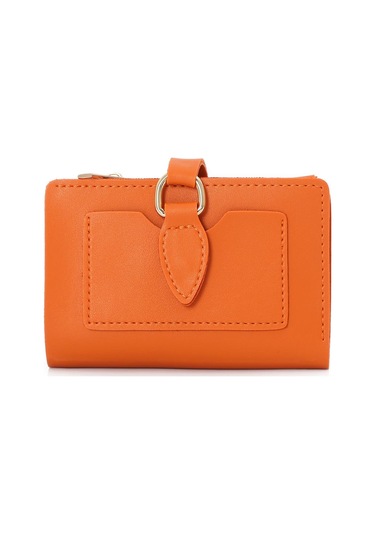 Yumuşak Suni Deri Fermuar Bölmeli Trend Kadın Cüzdan - Prs-elif-turuncu Turuncu