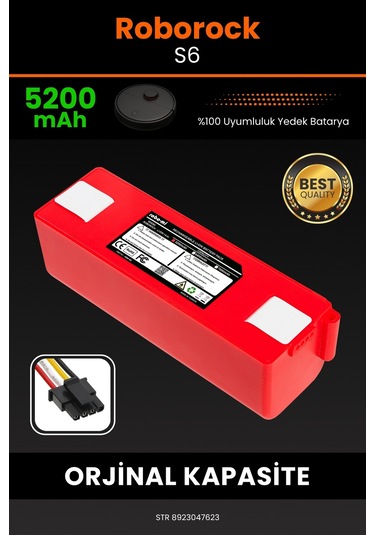 Roborock S6 Uyumlu Kutusuz 5200 Mah Robot Süpürge Bataryası