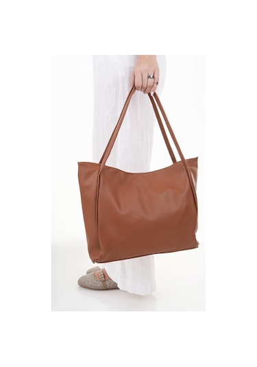 Muggo Lea Kadın Shopper El Ve Omuz Çantası Taba