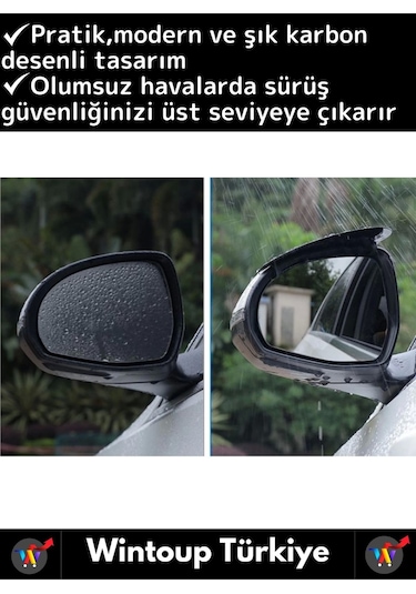 Premium Yüksek Kaliteli Otomobil Ayna Yağmur Koruyucu Karbon Desenli Otomobil Yan Ayna Siper 2 Çift