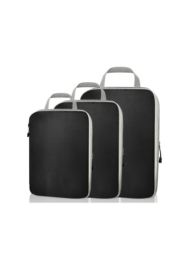 Youmex Mavi Ev Ve Seyahat İçin Sıkıştırılabilir Giyim-ayakkabı Saklama Çantası Seti 3 Parça - Su Geçirmez, Kesikli, Genişletilebilir Mavi