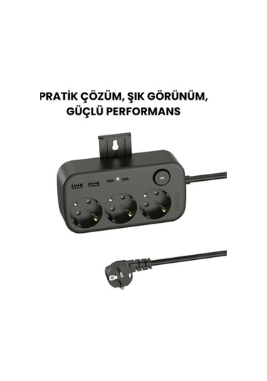 Akım Korumalı Priz 2 Usb + 2 Type-c Girişli 2 Metre Kablosu Anahtarlı Ve Duvara Monte Edilebilir Belirtilmemiş