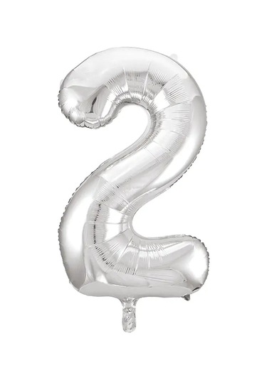1 Adet 34 İnç 85 Cm Gümüş Folyo Balon Helyum Balon 2 Yaş Balonu 2 Rakam Balon GÜMÜŞ