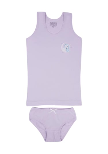Katamino Kız Çocuk Geniş Askılı Atlet & Slip Takım Mor
