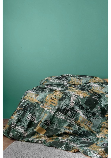 İssimo Home Rocky %100 Pamuk Saten Tek Kişilik Nevresim Takımı Kahverengi - Mavi