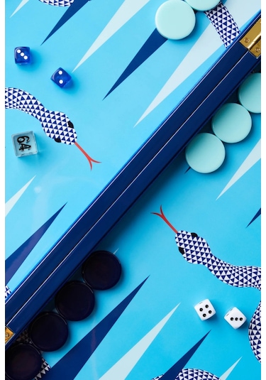 Jonathan Adler Eden Lüks Backgammon, Dekoratif Tasarım Tavla Seti Tavlalar Mavi
