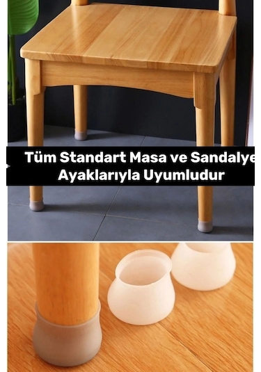 Premium Kaydırmaz Çizdirmez Mobilya Masa Sandalye Zemin Koruyucu Silikon Pabuç Ayak Kılıf 12 Adet