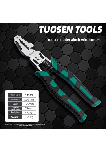 Suofeng Endüstriyel Çelik Tiger Pense - 8/9 İnç Çok Fonksiyonlu, Kabarık Ağızlı, Ergonomik Saplı Tel Kesici Ve Metal Bükücü Araç