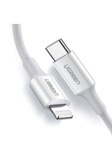 Ugreen 10493 Type-C To Lightning 3A Pd Mfi Hızlı Şarj Kablosu Beyaz 1 M