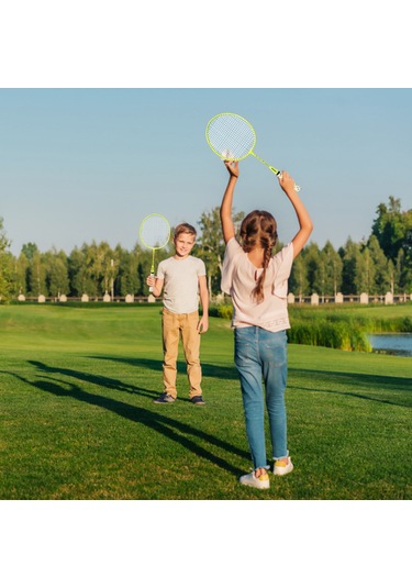 Geeksen Çocuk Badminton Raketi Seti Yeşil - Demir Alaşımlı, Nylon Uçlu 2 Raket 2 Top Ve Çanta İçerir