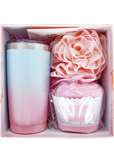 20 Unçluk Çift Katlı Vakumlu Paslanmaz Çelik Termos Bardak Seti 7 Parça : Gradyan Mavi-pembe Renk, Isı/sıcaklık Koruma, Hediye Kutusu Dahil