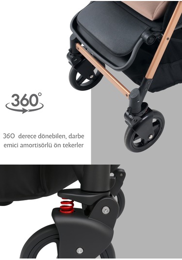 Joell Trendy Çift Yönlü Travel Sistem Bebek Arabası Gold Siyah