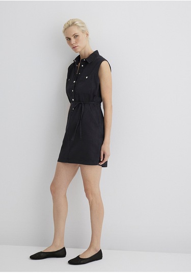 Mavi - Simla Gold Klasik Puslu Siyah Jean Elbise 1310659-89758 Siyah