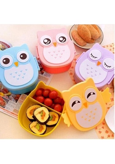 Taşınabilir Plastik Çocuk Öğrenciler Öğle Yemeği Kutusu Bento Açık Mavi - Pembe