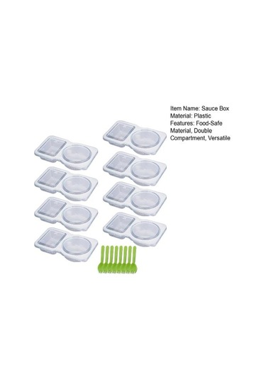 8 Adet Sos Kapları Seti Çift Bölmeli Çeşni Kabı Kapaklı Çatallar Diğer