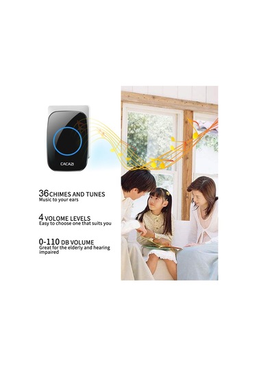 Cacazı H10 1 For 1 Kablosuz Akıllı Kapı Zili, Fiş: Ab Fiş Siyah