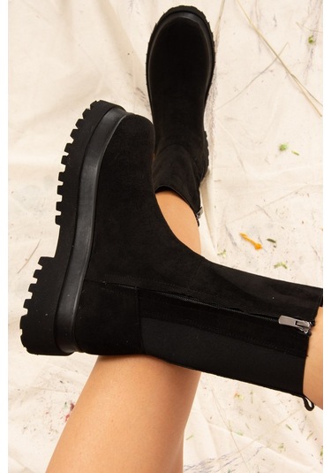 Fox Shoes Siyah Süet Kadın Bot J267063102