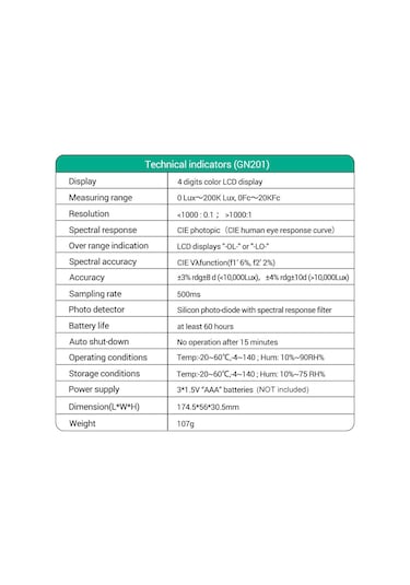 Aneng Gn201 Mini Dijital Lux Metre 0-20,0000 Dijital Aydınlık Işık Ölçer Evler İçin Lcd Ekran Tarım Depoları Çiftlikler