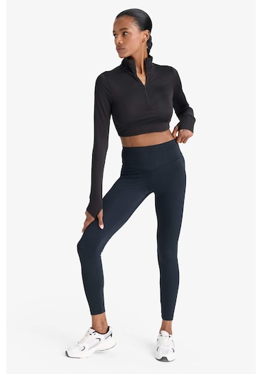 Defacto Defactofit Yüksek Bel Baskılı Beli Saran Esnek Kumaş Sporcu Tayt B4147ax25aubk81 SiYAH