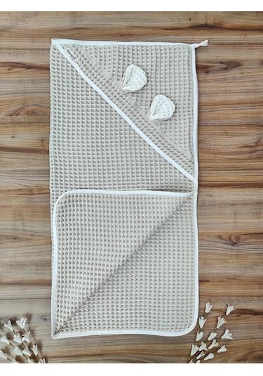 Ekru Pike Bebek Battaniyesi Doğal Organik Uyku Çift Taraflı Bebek Havlu Örtü Yenidoğan Mevsimlik Kahverengi