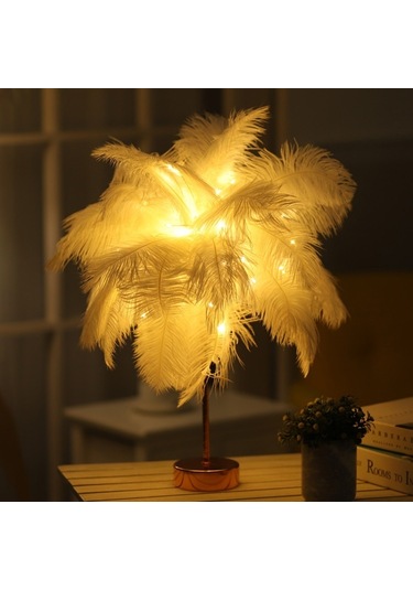 Sones Yaratıcı Yatak Odası Tüy Masa Lambası Gece Lambası Dekoratif Işık Çok Renkli