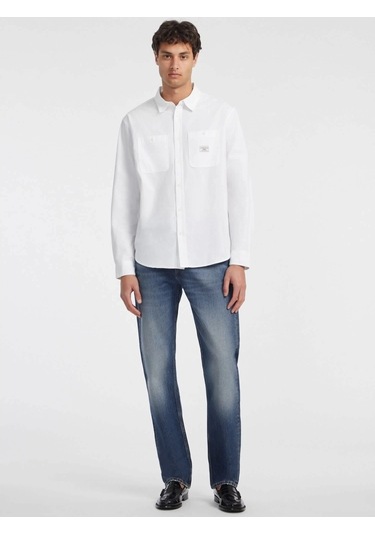 Guess Erkek Beyaz Uzun Kollu Cep Gömlek Beyaz