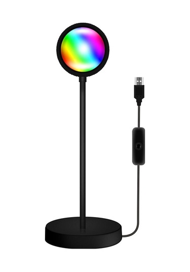 Novahub Rgb Gün Batımı Atmosfer Lambası 360 Derece Ayarlanabilir Projeksiyon Işığı Usb Romantik Led Gece Lambası Siyah Sıcak Beyaz