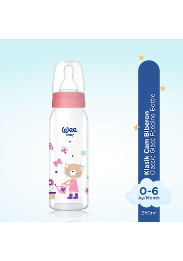 Wee Baby  Klasik Cam Biberon 250 ML Pembe