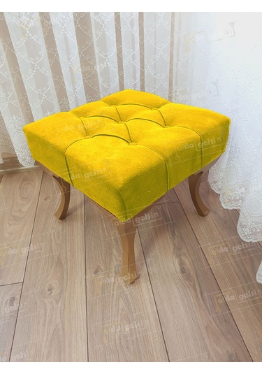 Kapitoneli Makyaj Pufu Ayak Ucu Puf Gold Ayak 45 45 Sarı