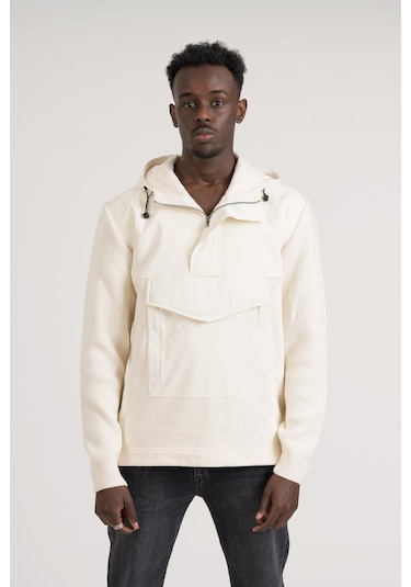 Giotelli Regular Fit Kapşonlu Kanguru Cepli Sweatshirt krem
