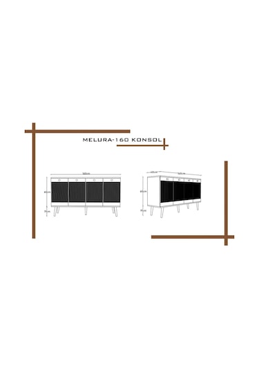 Melura Konsol 160 Cm %100 Mdf Lake Ahşap Ayaklı Beyaz