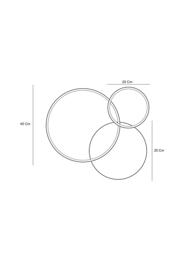 Tavan Led Avize Circlander 45-35-25cm Üçlü Plafonyer Siyah - Sarı