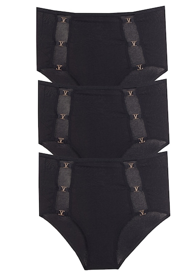 Yüksek Bel Pamuk Slip 3'lü Paket Siyah