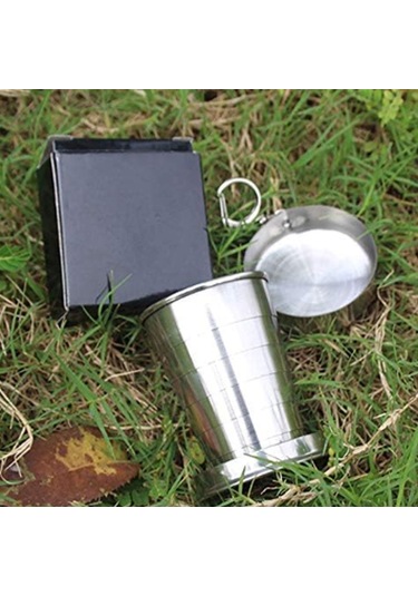 Moveevo 201 Paslanmaz Çelik Katlanabilir Bardak, 450ml, Taşınabilir Tasarım, Anahtar Zinciri Uyumlu, Dış Mekan Ve Seyahat İçin Ideal Diğer