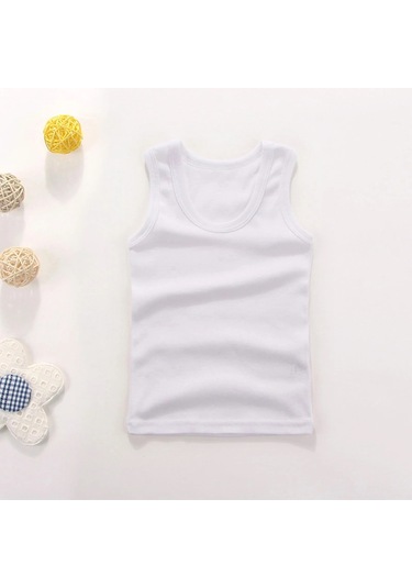 Kız Çocuk Beyaz Kalın Askılı Ribana Atlet % 100 Pamuklu Atlet 3 Lü Paket 402-602-3b Beyaz