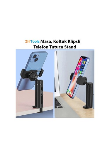 Zhltools Masa Koltuk Klipsli Telefon Tutucu Stand Siyah