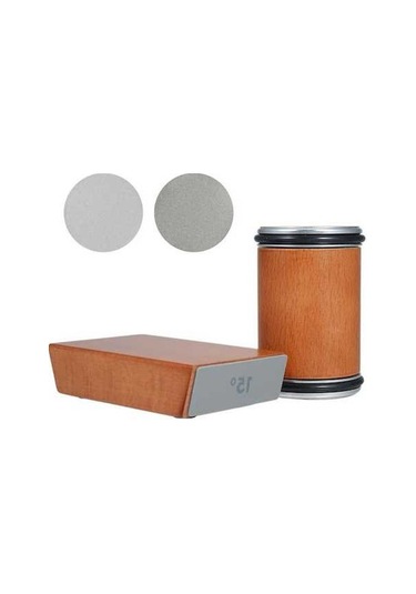 Novahub Ahşap Metal Mutfak Bıçak Bileyici Seti - 15 & 20 Zımpara Blokları - 2 Bileme Bloğu