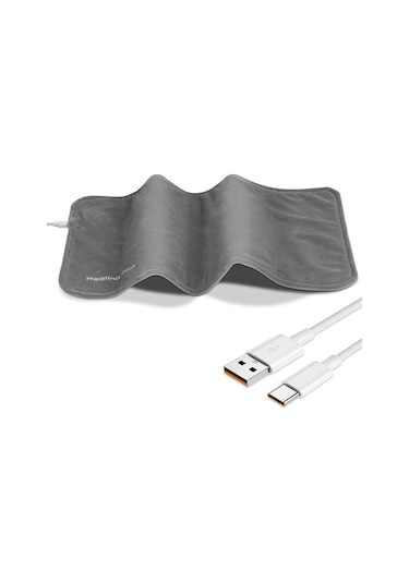 Ruicoo Gri Poliester Isıtıcı Yastık - 30x60cm Ipx7 Su Geçirmez, 10w Usb Type-c, 50-55 C Sabit Sıcaklık, Ev Kullanıma Uygun, Isı Terapi Fırıncısı Gri